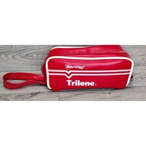 Vintage Berkley Trilene Fishing Bag Red Vinyl Toiletry Dopp Kit Shave Reel Pouch